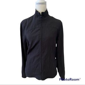 Orvis Full Zip Seersucker Textured Light Jacket L Zip Pockets Black OR-56LP.